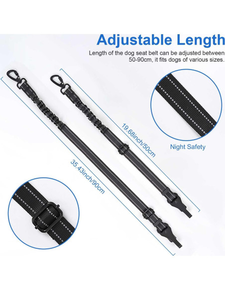 Cinturón de Seguridad para Perros WUGAUWOR 3 en 1 Ajustable 50-90 cm