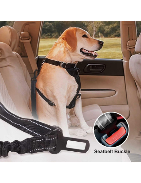 Cinturón de Seguridad para Perros WUGAUWOR 3 en 1 Ajustable 50-90 cm