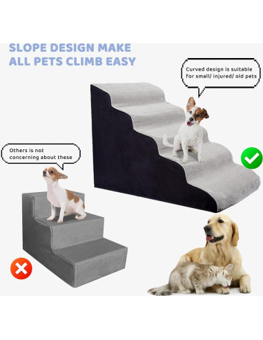 Escalera para Perros LitaiL de 62 cm 5 Pasos para Camas Altas