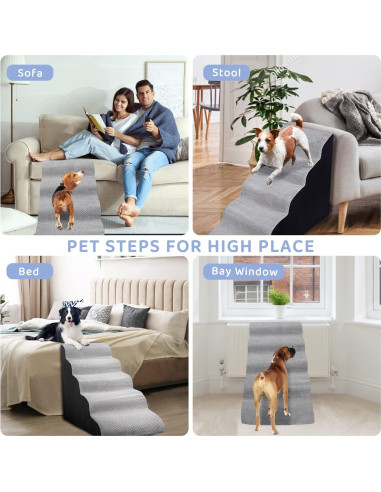 Escalera para Perros LitaiL de 62 cm 5 Pasos para Camas Altas