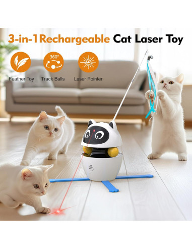 Juguete láser para gatos Kemi 3 en 1 recargable automático
