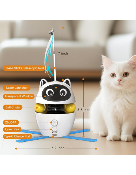 Juguete láser para gatos Kemi 3 en 1 recargable automático