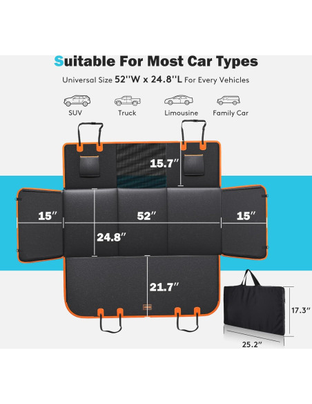 Extensor de Asiento Trasero para Perros MIXJOY 132x63cm Negro Extensor de Asiento Trasero para Perros MIXJOY 132x63cm Negro