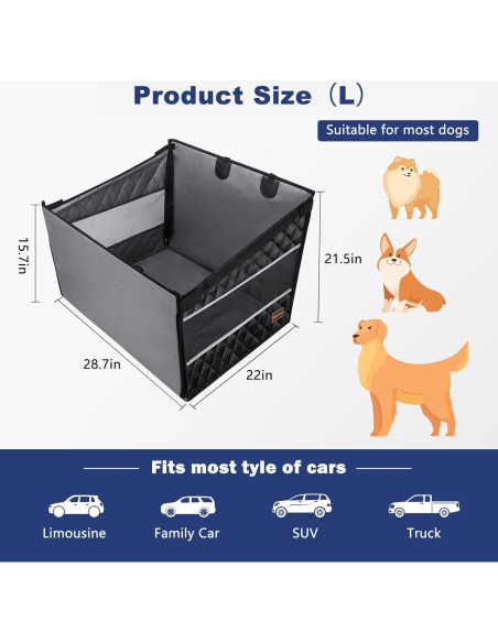 Asiento de Coche para Perros Grandes MIXJOY L Impermeable