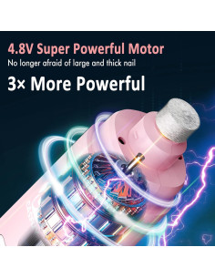 Molinillo de Uñas Eléctrico Casfuy Rosa 2 Velocidades LED 2