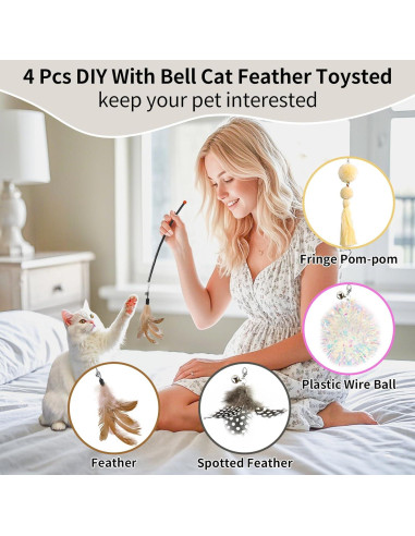 Juguete Interactivo para Gatos Simxihong 2 en 1 Laser y Plumas