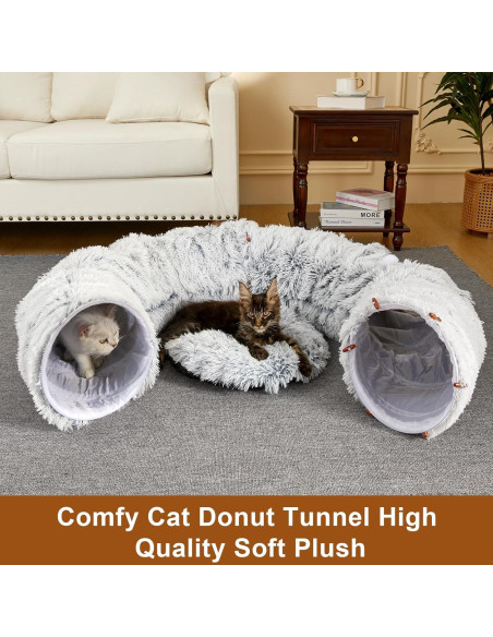 Cama túnel para gatos Bininl Donut 86 cm Gris con cojín Cama túnel para gatos Bininl Donut 86 cm Gris con cojín