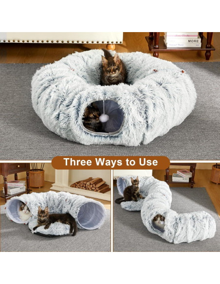 Cama túnel para gatos Bininl Donut 86 cm Gris con cojín Cama túnel para gatos Bininl Donut 86 cm Gris con cojín