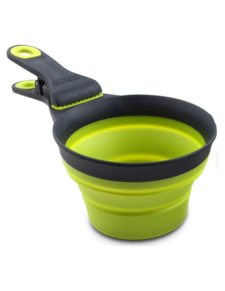 Cucharón Plegable Klip Dexas para Mascotas 1/2 Taza Gris/Verde