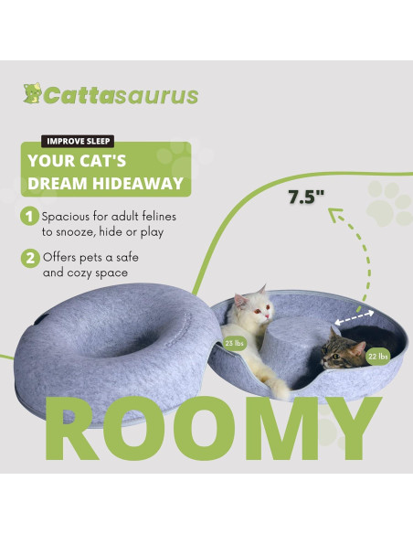 Cueva para Gatos CATTASAURUS Peekaboo Grande Gris Claro