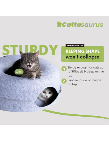 Cueva para Gatos CATTASAURUS Peekaboo Grande Gris Claro