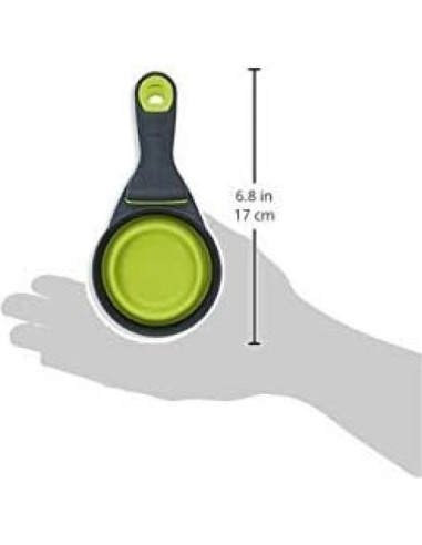 Cucharón Plegable Klip Dexas para Mascotas 1/2 Taza Gris/Verde