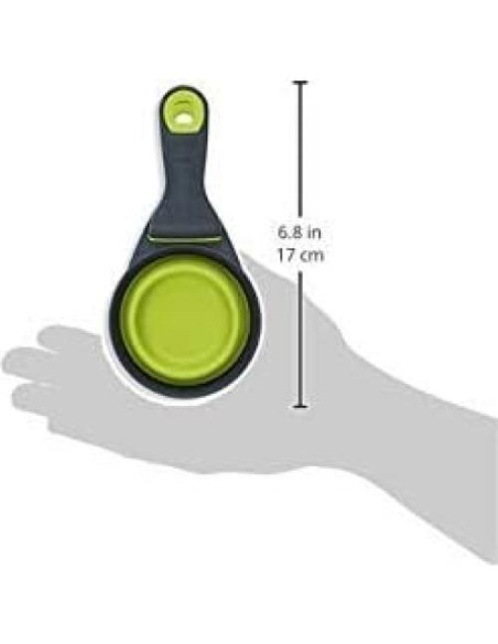 Cucharón Plegable Klip Dexas para Mascotas 1/2 Taza Gris/Verde