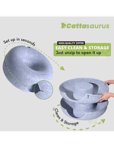 Cueva para Gatos CATTASAURUS Peekaboo Grande Gris Claro
