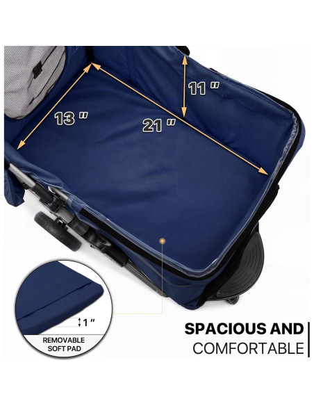 Carrito de Mascotas MoNiBloom 3 Ruedas Plegable Azul Marino