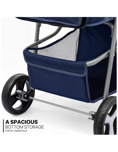 Carrito de Mascotas MoNiBloom 3 Ruedas Plegable Azul Marino