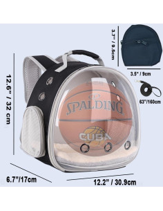 Mochila portátil para mascotas LAIRIES con bolsa y correa negra 2