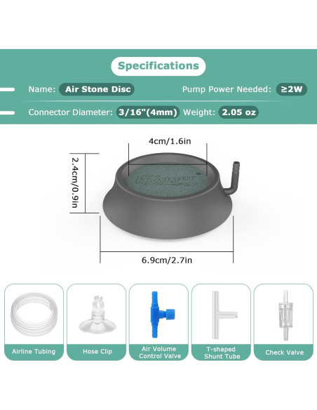 Piedra de Aire para Acuario Hygger, Difusor de Oxígeno 4.06 cm