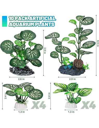 Plantas de Acuario Artificiales MyLifeUNIT - Paquete de 10