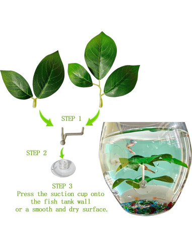 Hoja de Pescado AncBace para Acuario Verde 3 Pcs Decoración