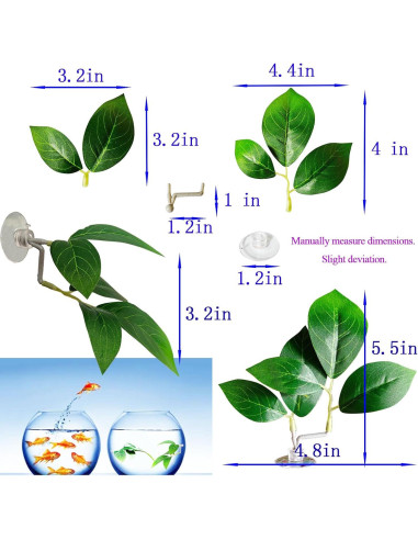 Hoja de Pescado AncBace para Acuario Verde 3 Pcs Decoración