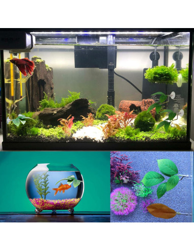 Hoja de Pescado AncBace para Acuario Verde 3 Pcs Decoración
