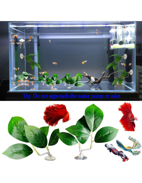 Hoja de Pescado AncBace para Acuario Verde 3 Pcs Decoración