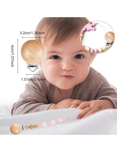 18 Clips de Chupete de Madera para Bebés - Accesorios Seguros