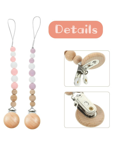 18 Clips de Chupete de Madera para Bebés - Accesorios Seguros