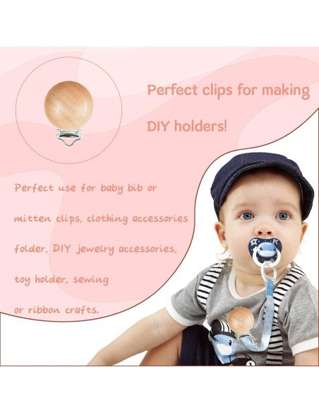 18 Clips de Chupete de Madera para Bebés - Accesorios Seguros