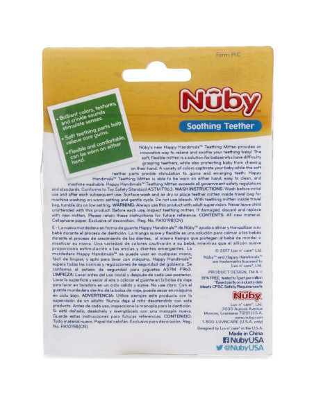 Mitón de Dentición Nuby Happy Handimals Abeja - Lavable