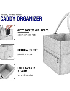 Organizador de Pañales Runsabay Gris 33x22x18 cm Portátil 2