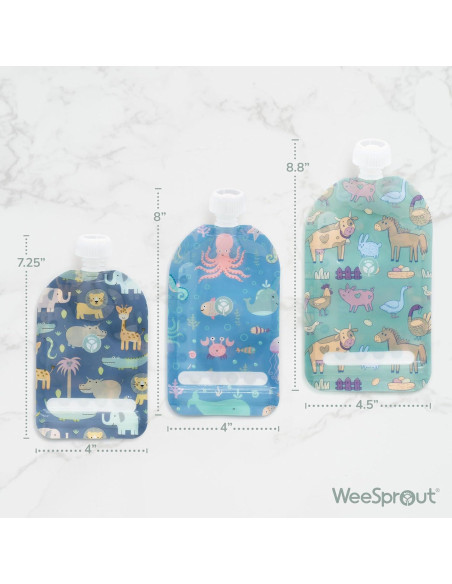 Bolsas de Comida Reutilizables WeeSprout 6 Piezas Animales