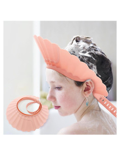 Gorro de Ducha para Bebé Rosa Ajustable Silicona Segura