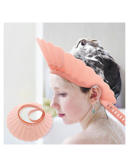 Gorro de Ducha para Bebé Rosa Ajustable Silicona Segura