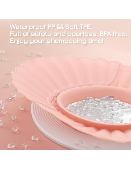 Gorro de Ducha para Bebé Rosa Ajustable Silicona Segura