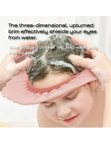 Gorro de Ducha para Bebé Rosa Ajustable Silicona Segura