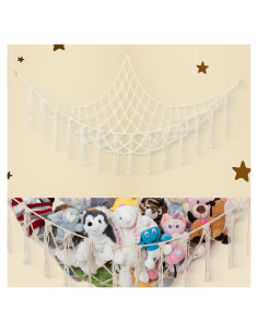 Hamaca de Macramé Lilly para Almacenamiento de Peluches - Blanco