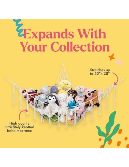 Hamaca de Macramé Lilly para Almacenamiento de Peluches - Blanco Hamaca de Macramé Lilly para Almacenamiento de Peluches - Blanco