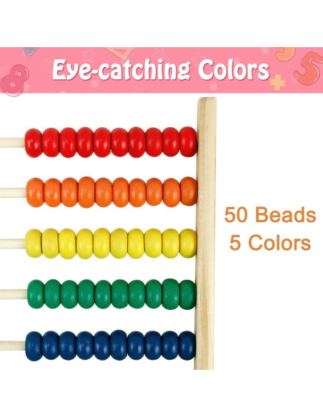 Ábaco de Madera Sealive para Niños 3-5 Años - 50 Bolas Multicolores