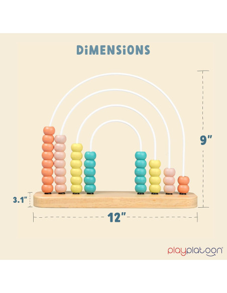 Ábaco de Madera Play Platoon para Niños 1-3 Años Boho Ábaco de Madera Play Platoon para Niños 1-3 Años Boho