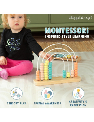 Ábaco de Madera Play Platoon para Niños 1-3 Años Boho