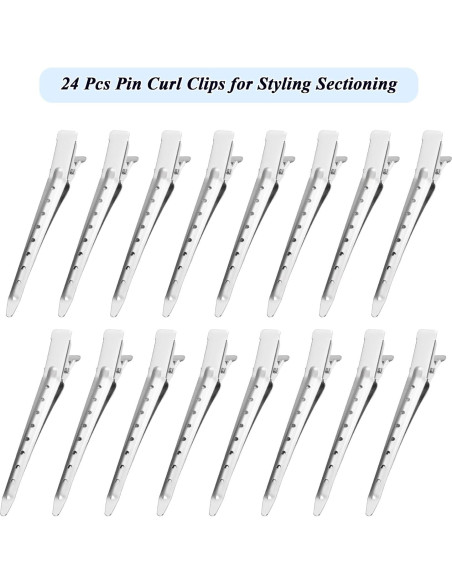 Clips para el Cabello Gingbiss 24 Pcs Metal 8.9 cm Plata
