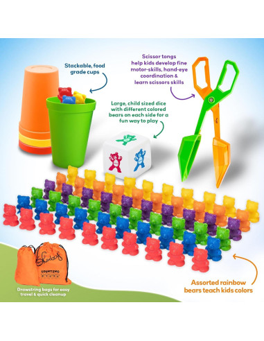 Conjunto de Osos Contadores Skoolzy - 70 Piezas Juguetes Educativos