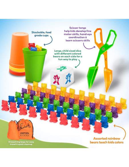 Conjunto de Osos Contadores Skoolzy - 70 Piezas Juguetes Educativos