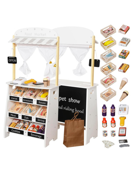 Juego de supermercado de madera Touch Us con carrito y 26 piezas