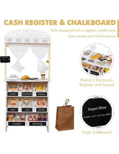 Juego de supermercado de madera Touch Us con carrito y 26 piezas