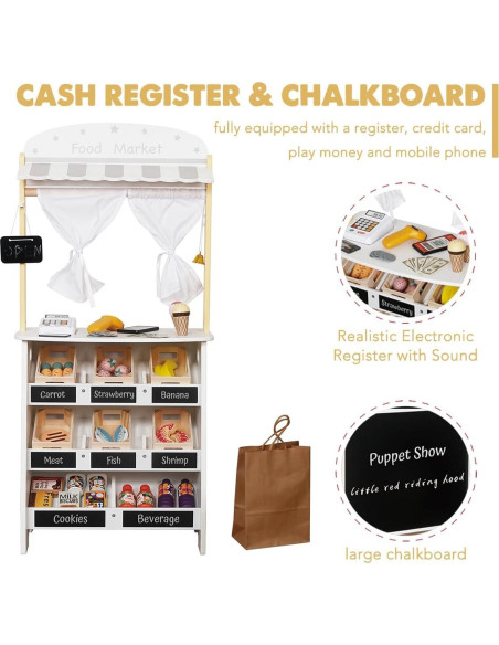 Juego de supermercado de madera Touch Us con carrito y 26 piezas