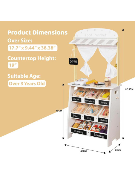 Juego de supermercado de madera Touch Us con carrito y 26 piezas