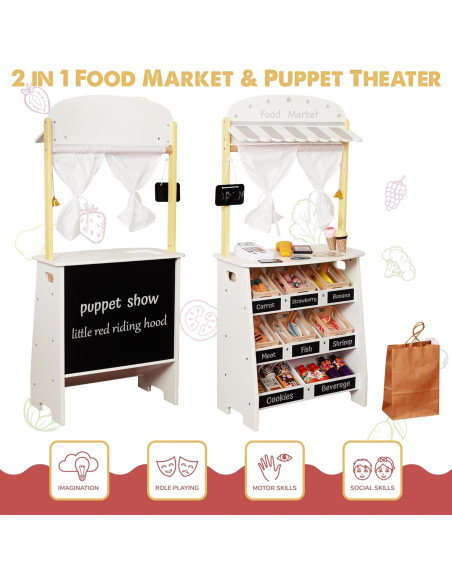 Juego de supermercado de madera Touch Us con carrito y 26 piezas